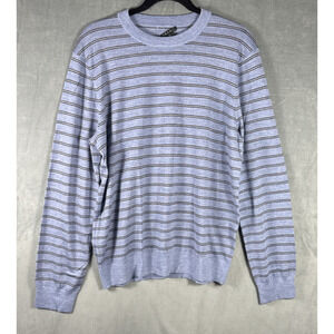 Theory Mens XL Blue Striped Sweater Wool Stretch Pullover Knit Extra Large